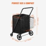 VEVOR Folding Shopping Cart | 330LBS Jumbo Grocery Cart