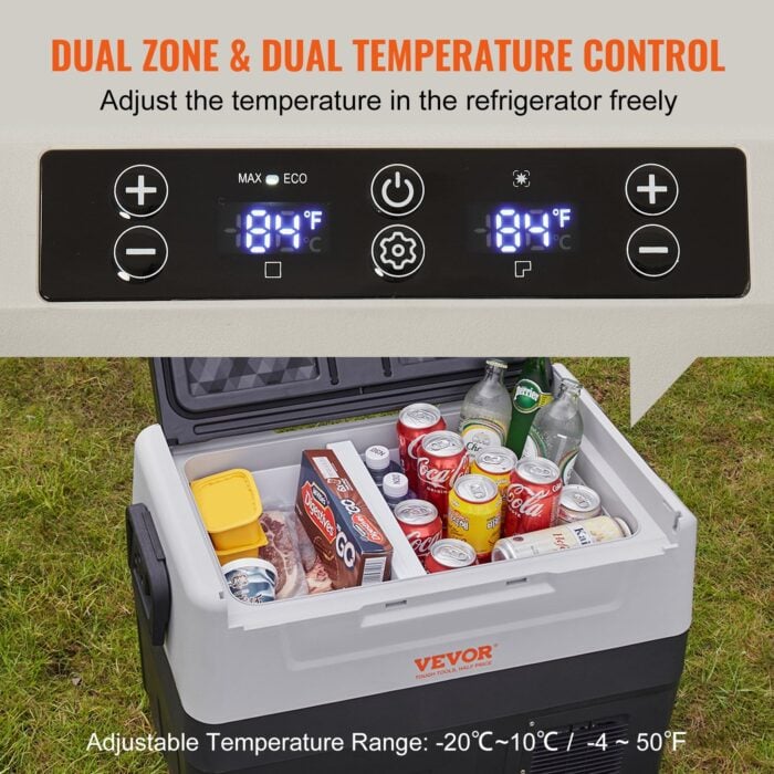 VEVOR 48 QT/45 L Dual Zone Car Refrigerator | Portable Freezer