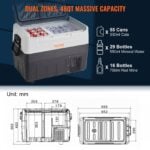VEVOR 48 QT/45 L Dual Zone Car Refrigerator | Portable Freezer