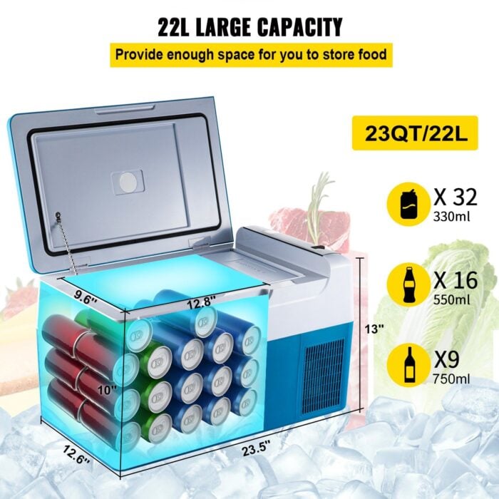 VEVOR Portable Refrigerator | 23 Qt (22L) 12V DC/AC w/App Control