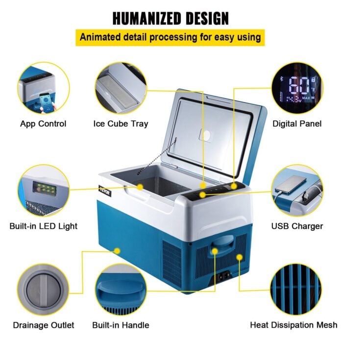 VEVOR Portable Refrigerator | 23 Qt (22L) 12V DC/AC w/App Control
