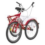 VEVOR Folding Adult Tricycle | 24" Red 3-Wheel Cruiser