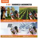 VEVOR Split Handheld Anemometer - Digital Wind Speed CFM Meter Gauge