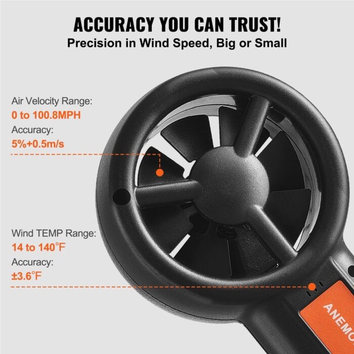 VEVOR Split Handheld Anemometer - Digital Wind Speed CFM Meter Gauge