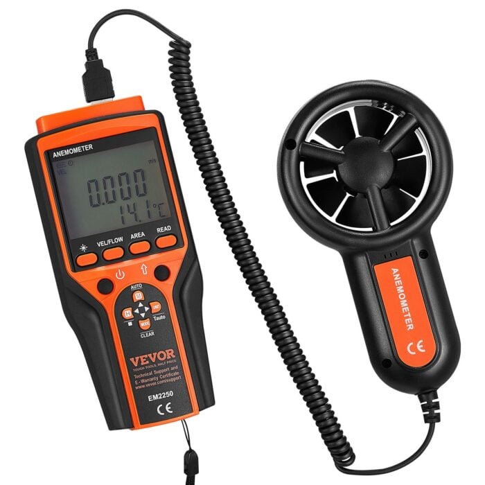 VEVOR Split Handheld Anemometer - Digital Wind Speed CFM Meter Gauge