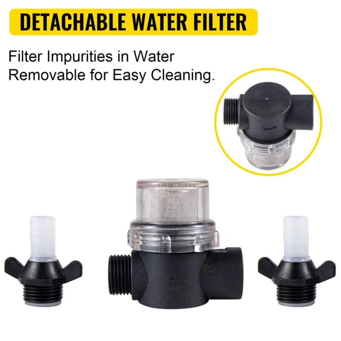 VEVOR 12V RV Water Pump | 5.5 GPM 70 PSI Auto Washdown- water filter