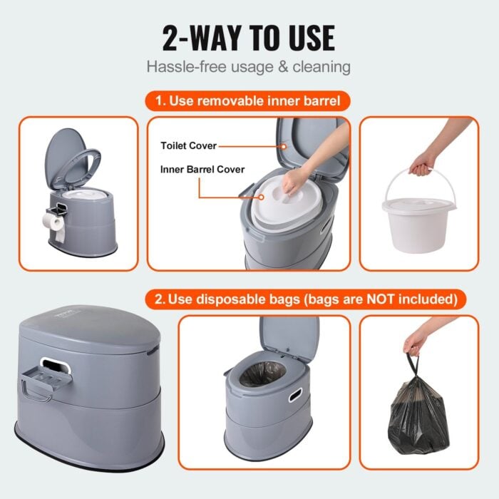 VEVOR Portable Toilet | 1.3 Gal Bucket Commode