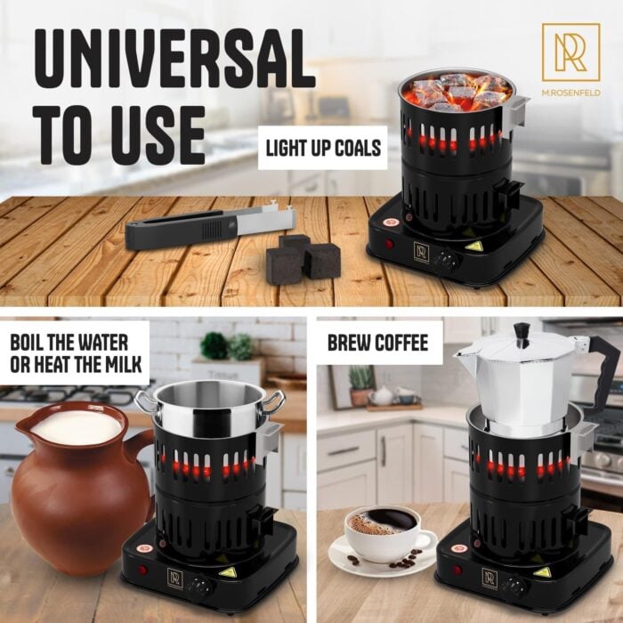 M.Rosenfeld 800W Electric Charcoal Starter with Tongs
