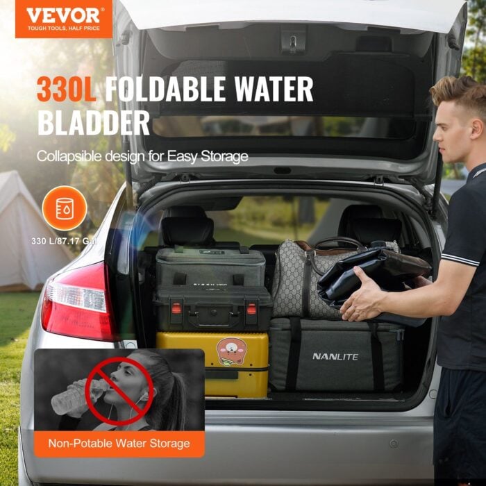 VEVOR 87 Gal Portable Water Storage Bladder PVC Black