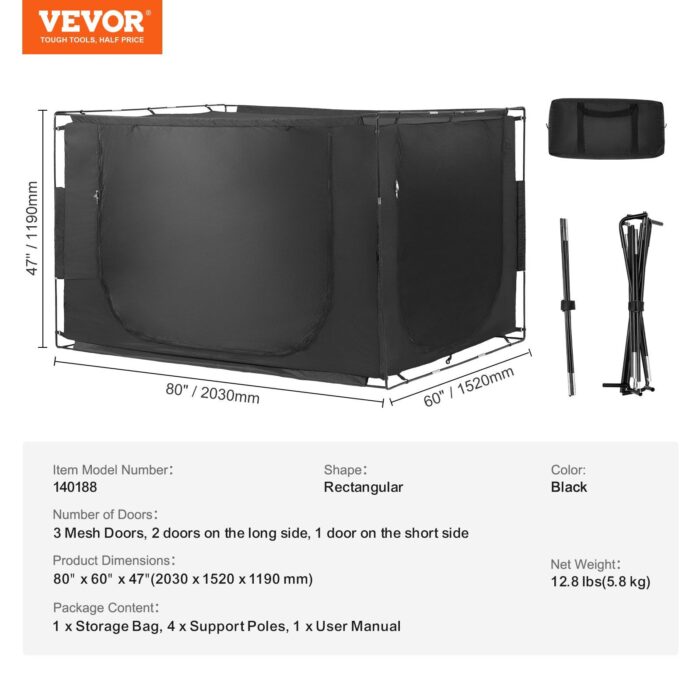 VEVOR 3 Doors Bed Tent 70% Blackout w/ 0.43in Poles