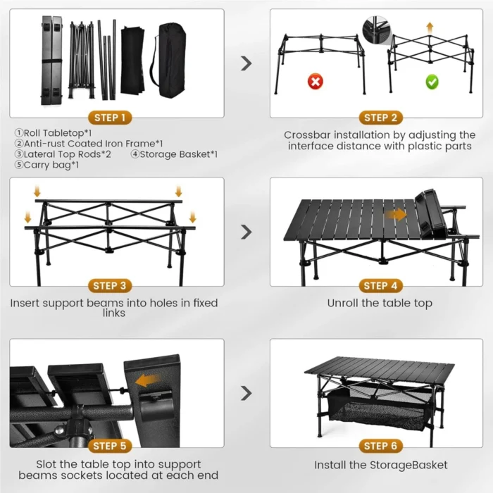 Folding Camping Table Ultra Compact with Storage- Assembly