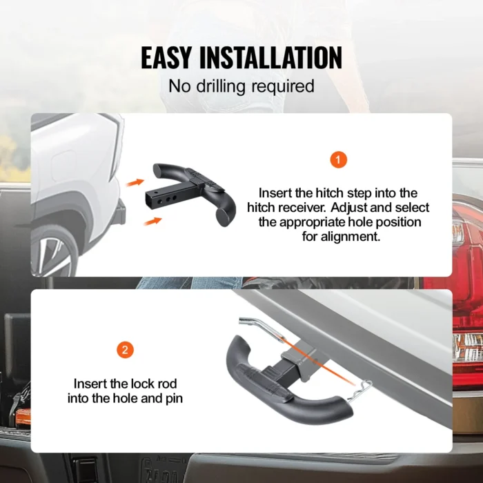 VEVOR 2″ Receiver Hitch Step | Steel Bumper Guard [Bend Tube] - Installation