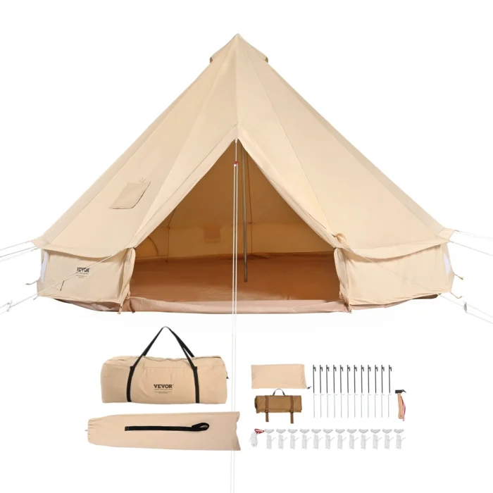 VEVOR Canvas Bell Tent 8-10 Person – Stove Jack & Waterproof