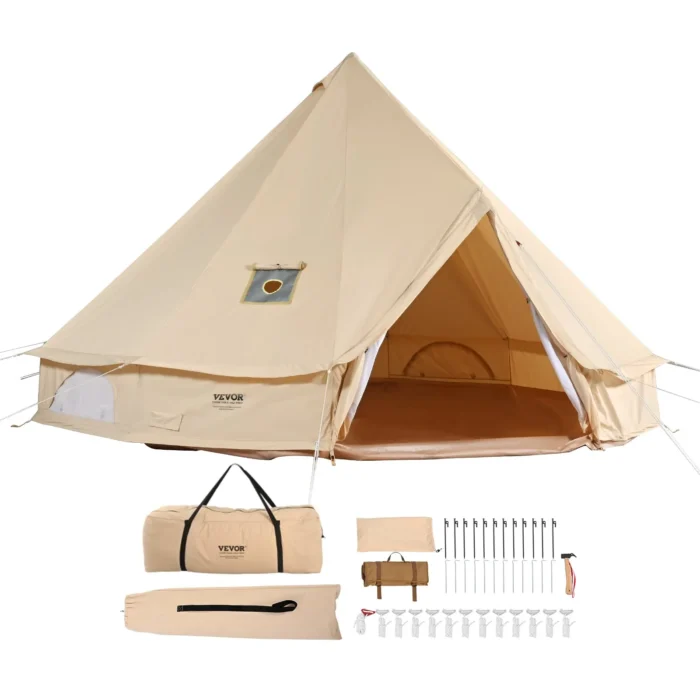 VEVOR Canvas Bell Tent 8-10 Person – Stove Jack & Waterproof