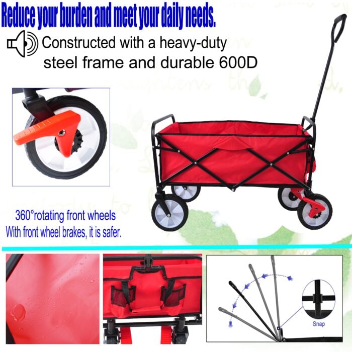 Utility Wagon Cart – 150lb, Folding, 600D Oxford Fabric