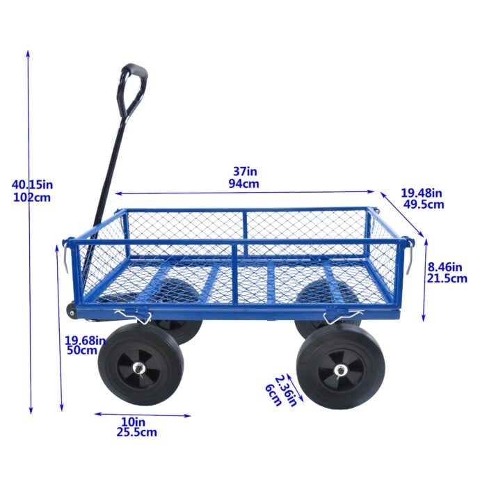 Utility Wagon Cart – 550lb, Solid Tires, Steel Frame