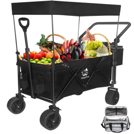 Napfox Collapsible Wagon Cart – 140L, 250 lbs , All-Terrain Wheels