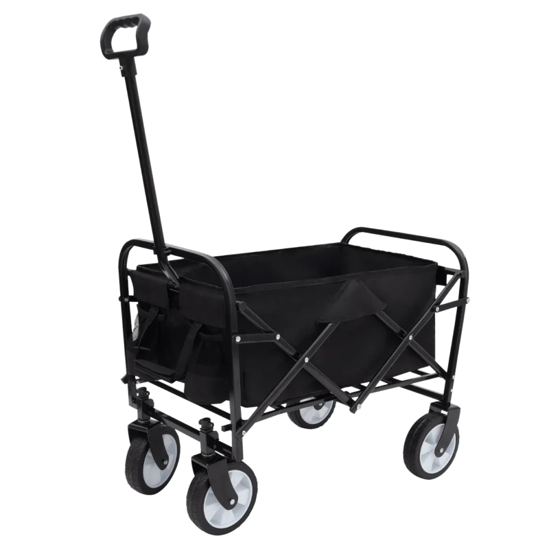 Collapsible Foldable Wagon Cart - All-Terrain, 225lbs, Black