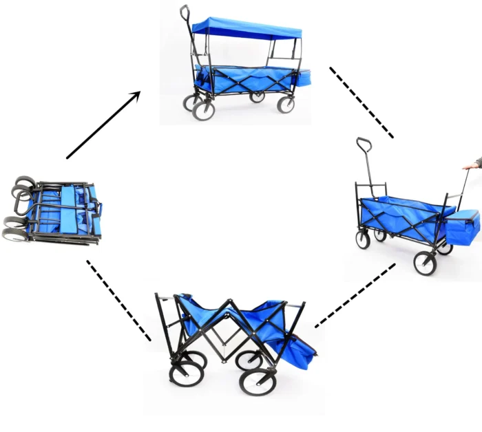 Folding Wagon - Detachable Roof, 150lbs, Garden Beach
