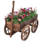 Wood Wagon Planter Cart with Wheels – Fir, 47.2" Long