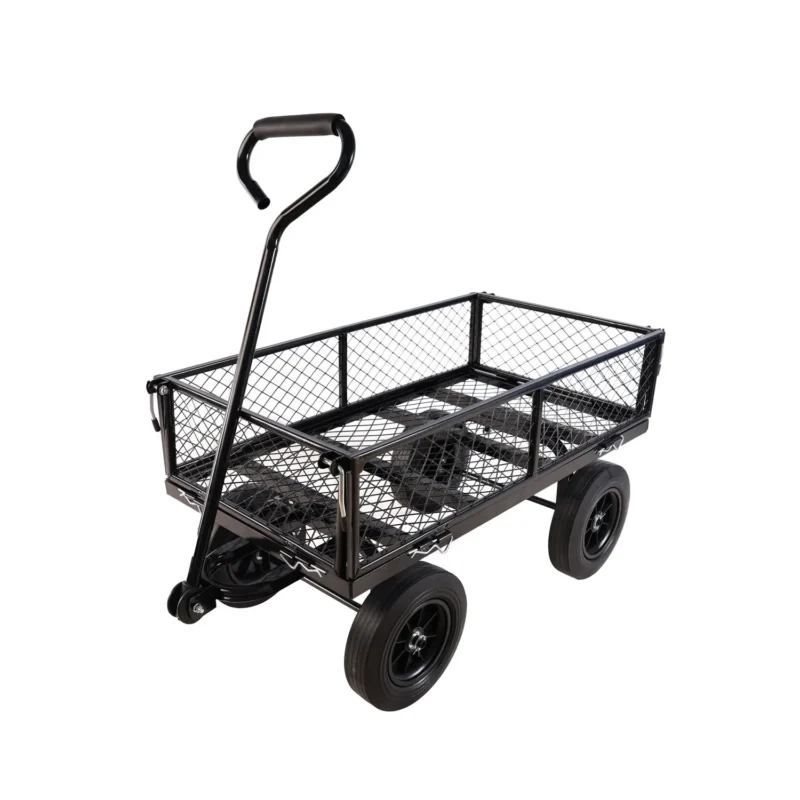 Black Solid Wheels Wagon Cart - Heavy-Duty Utility