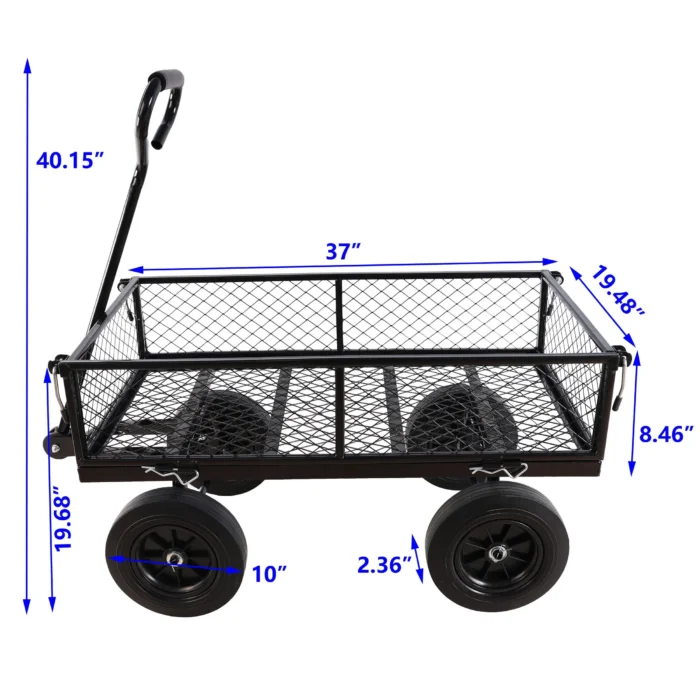 Black Solid Wheels Wagon Cart - Heavy-Duty Utility
