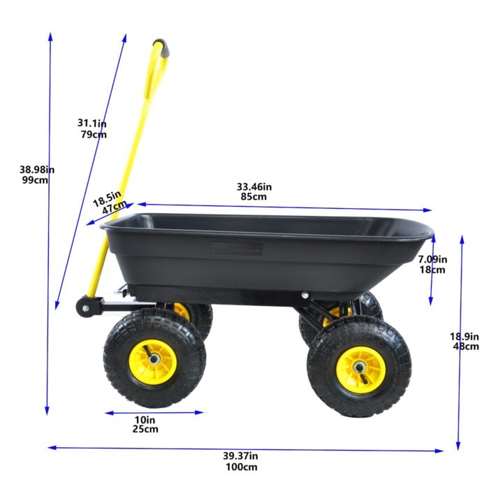 Poly Garden Dump Cart – 300lb Capacity, Pneumatic Tires