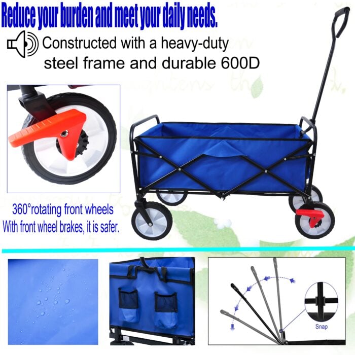 Utility Wagon Cart – 150lb, Folding, 600D Oxford Fabric