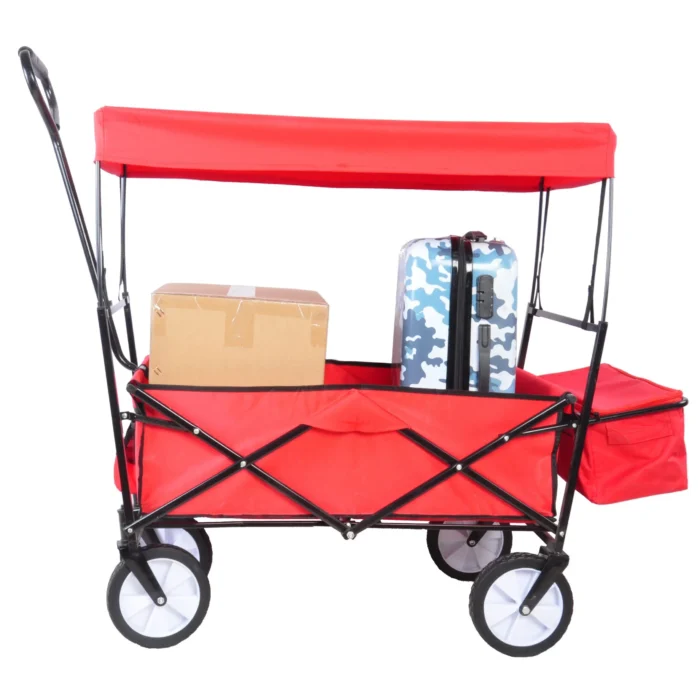 Folding Wagon - Detachable Roof, 150lbs, Garden Beach