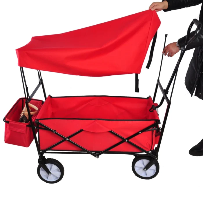 Folding Wagon - Detachable Roof, 150lbs, Garden Beach