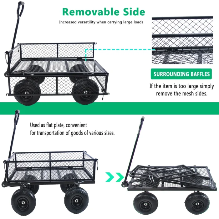 Heavy-Duty Garden Wagon Cart - Firewood, Utility Wagon, High Capacity