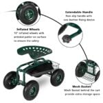 Iron Rolling Garden Work Seat - Outdoor Utility Lawn Yard Patio Cart