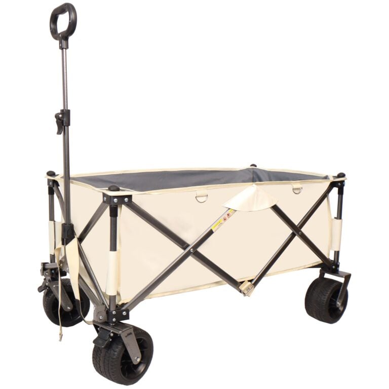 Folding Garden Wagon Cart – 225lb, 7" Wheels, Steel Frame