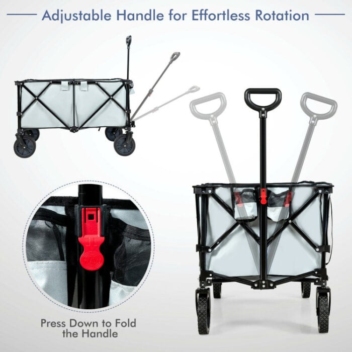 Folding Wagon Cart - 180 lbs Heavy Duty Collapsible Utility