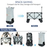 Folding Wagon Cart - 180 lbs Heavy Duty Collapsible Utility