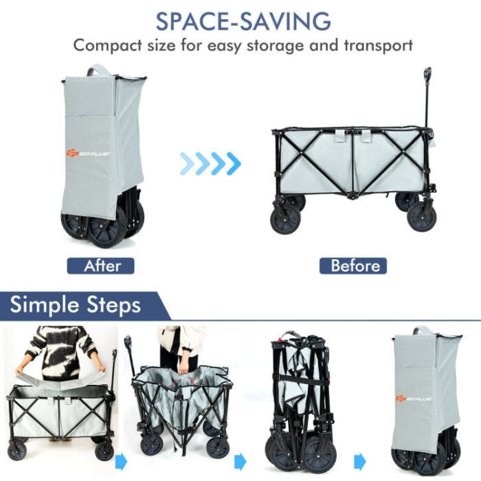 Folding Wagon Cart - 180 lbs Heavy Duty Collapsible Utility