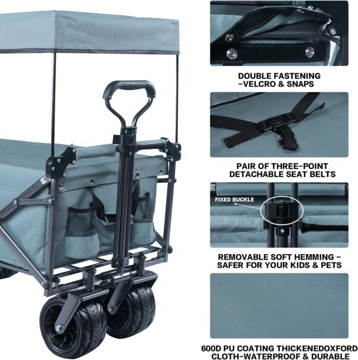 Napfox Utility Wagon Cart – 100L, Canopy, 250lb Load