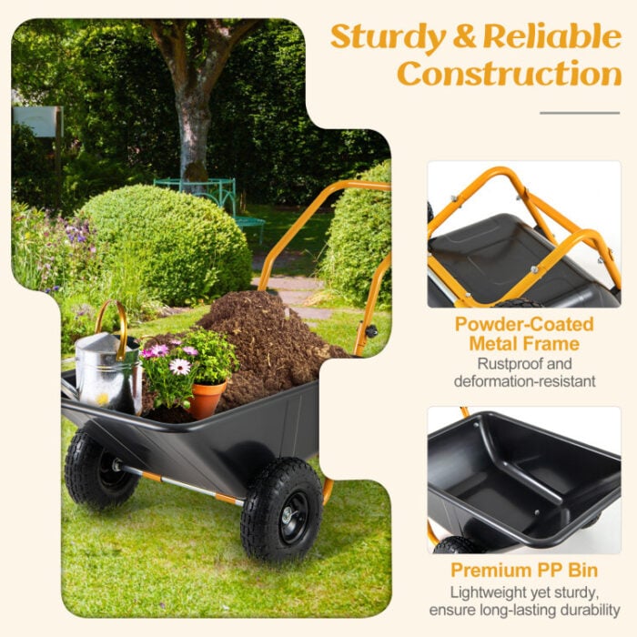 Dual-Wheel Garden Cart – 330lb, Foldable Design