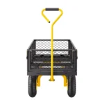 VEVOR 900 Lbs Heavy Duty Steel Garden Cart, Garden Wagon Cart on Wheels, Outdoor Metal Yard Utility Wagon Carts with 10″ Tires and Mesh Removable Sides(Convert to Flatbed) and 180°Rotating Handle