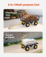 VEVOR 1200 Lbs Steel Garden Cart - Heavy Duty Utility Wagon w/ All-Terrain Tires