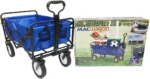 Mac Sports Heavy Duty Steel Frame Collapsible Folding 150 Pound Capacity Outdoor Camping Garden Utility Wagon Yard Cart, Blue
