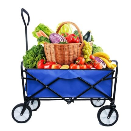 Outdoor Folding Wagon Cart – 150 lbs, Steel Frame, Adjustable Handle