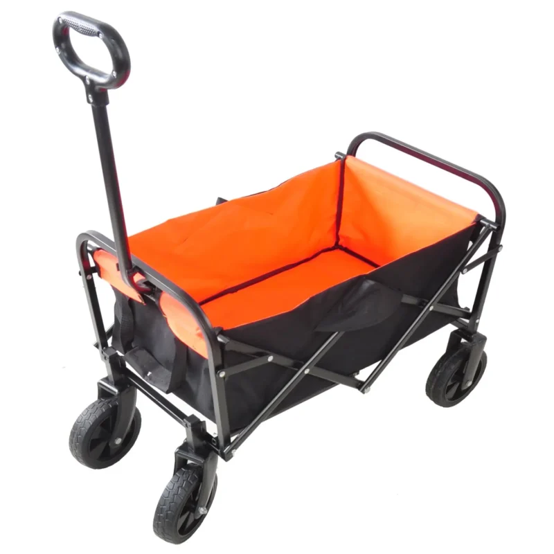 Mini Folding Wagon - 150lbs, Black+Orange, Compact