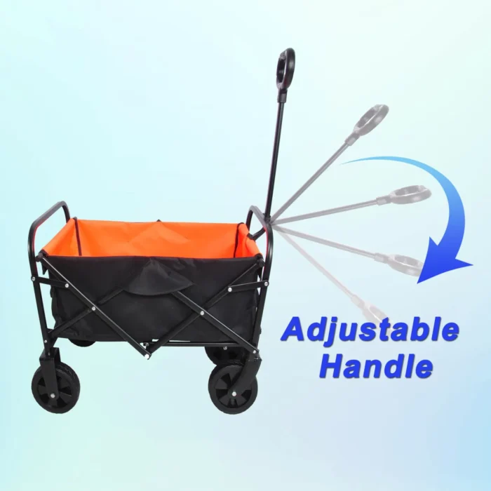 Mini Folding Wagon - 150lbs, Black+Orange, Compact
